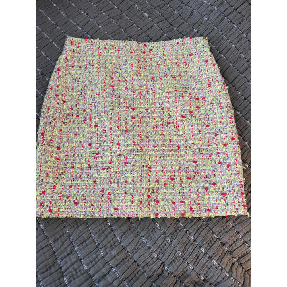 J. CREW Neon Pink/Chartreuse No. 2 Tweed Pencil Skirt Size‎ 2. Preppy Y2K 90s